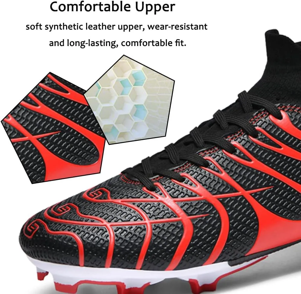 Maylrvjv Men's Soccer Cleats Football Shoes- Lightweight Breathable Durable High Top Futsal Boots for Outdoor Indoor Competition Training