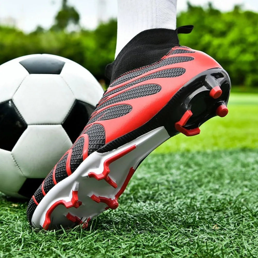 Maylrvjv Men's Soccer Cleats Football Shoes- Lightweight Breathable Durable High Top Futsal Boots for Outdoor Indoor Competition Training