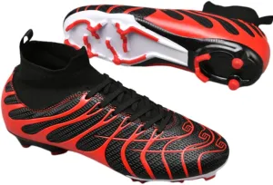 Maylrvjv Men's Soccer Cleats Football Shoes- Lightweight Breathable Durable High Top Futsal Boots for Outdoor Indoor Competition Training