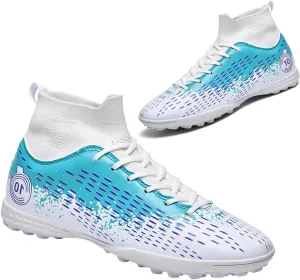 MEBAMY Men's Soccer Shoes Cleats TF High Tops Football Boots for Kids Outdoor Professional Training Athletic Turf Sneaker Rubber Sole