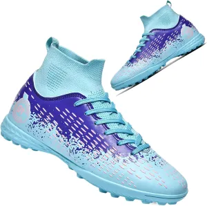 MEBAMY Men's Soccer Shoes Cleats TF High Tops Football Boots for Kids Outdoor Professional Training Athletic Turf Sneaker Rubber Sole