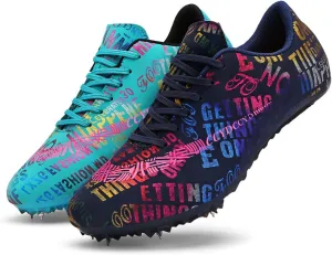MEBAMY Mens Womens Boys Girls Spikes Athletics Racing Running Shoes Track and Field Sneaker Green
