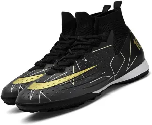 MEBAMY Soccer Cleats Mens Women Outdoor Soccer Shoes for Big Boy AG/FG High-Top Breathable and Comfortable Football Boots Black