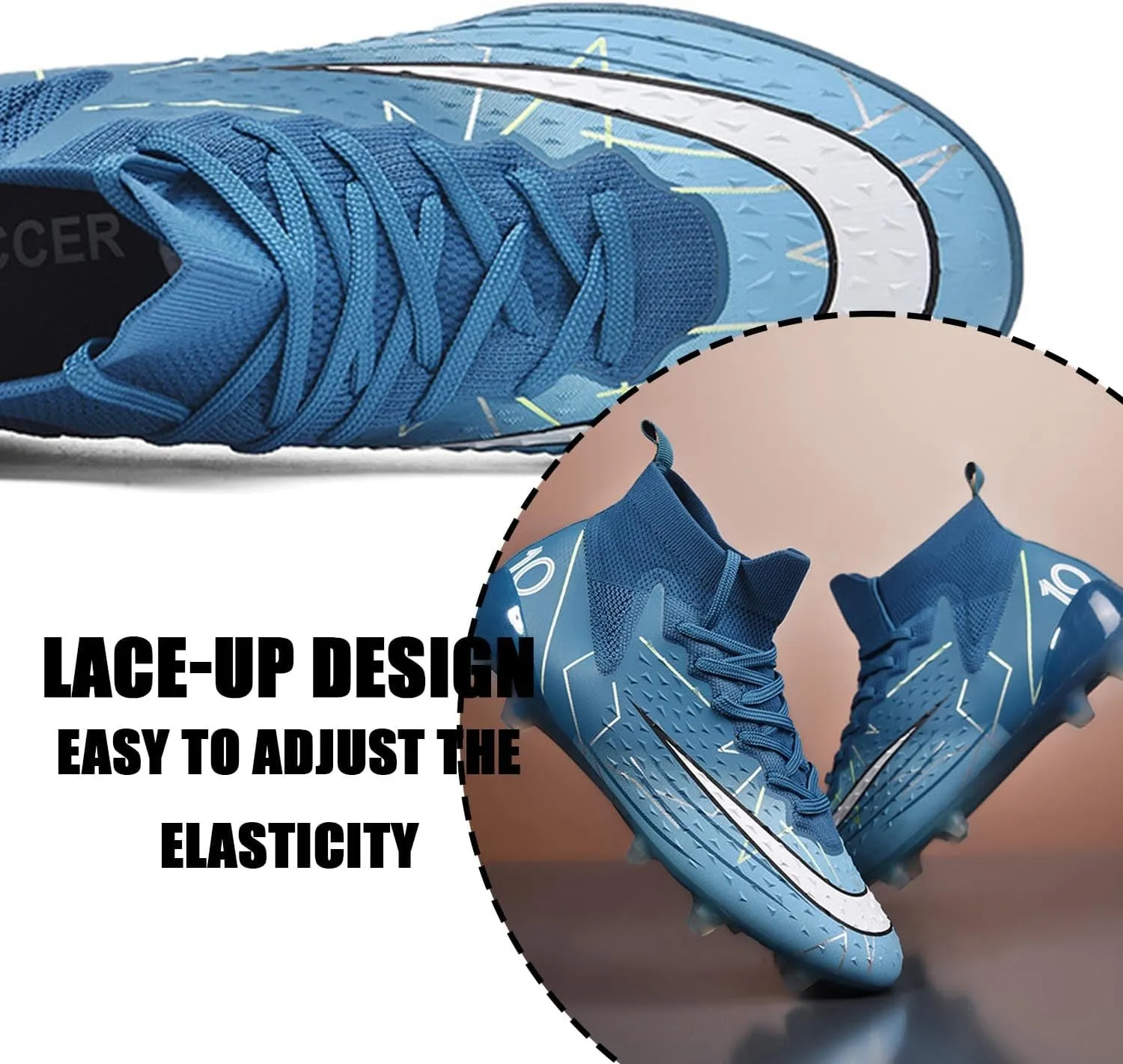 MEBAMY Soccer Cleats Mens Women Outdoor Soccer Shoes for Big Boy AG/FG High-Top Breathable and Comfortable Football Boots Black