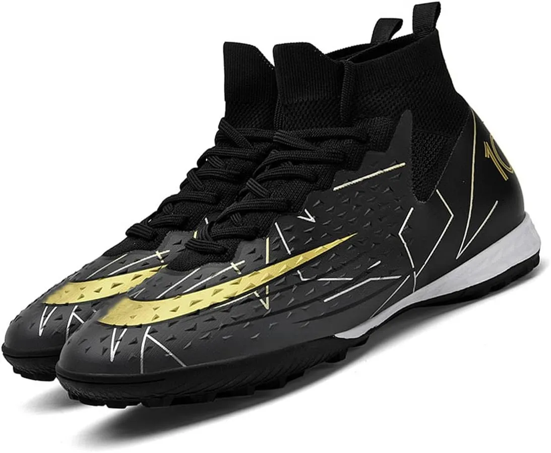 MEBAMY Soccer Cleats Mens Women Outdoor Soccer Shoes for Big Boy AG/FG High-Top Breathable and Comfortable Football Boots Black