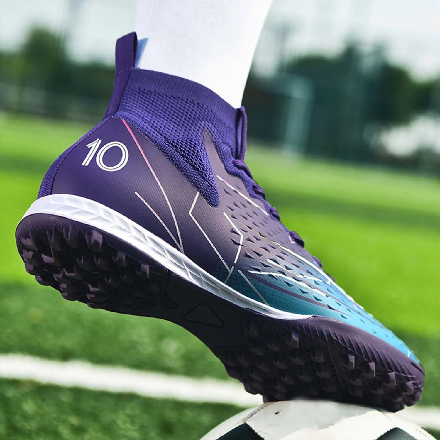 MEBAMY Soccer Cleats Mens Women Outdoor Soccer Shoes for Big Boy AG/FG High-Top Breathable and Comfortable Football Boots Black