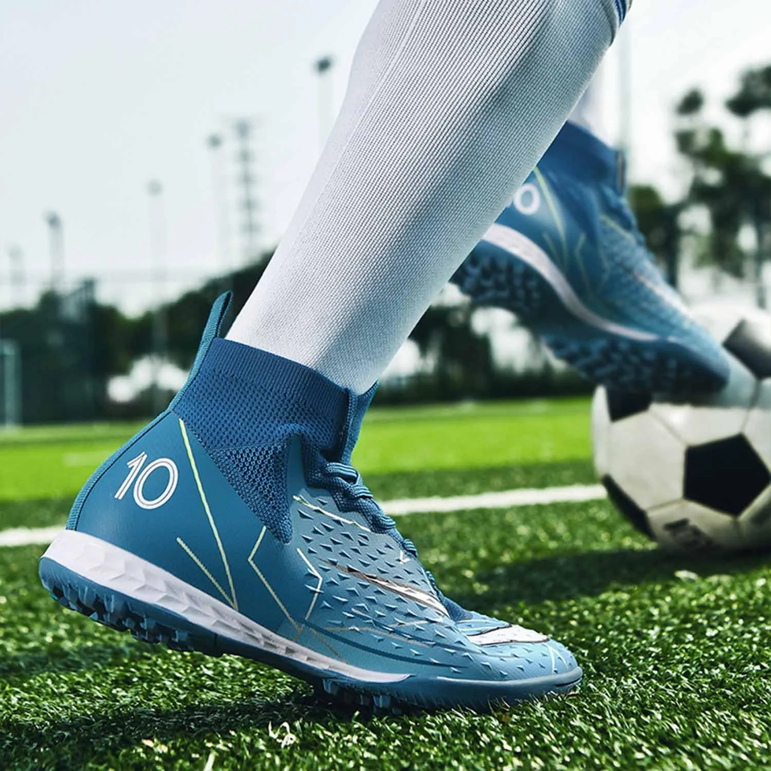 MEBAMY Soccer Cleats Mens Women Outdoor Soccer Shoes for Big Boy AG/FG High-Top Breathable and Comfortable Football Boots Black