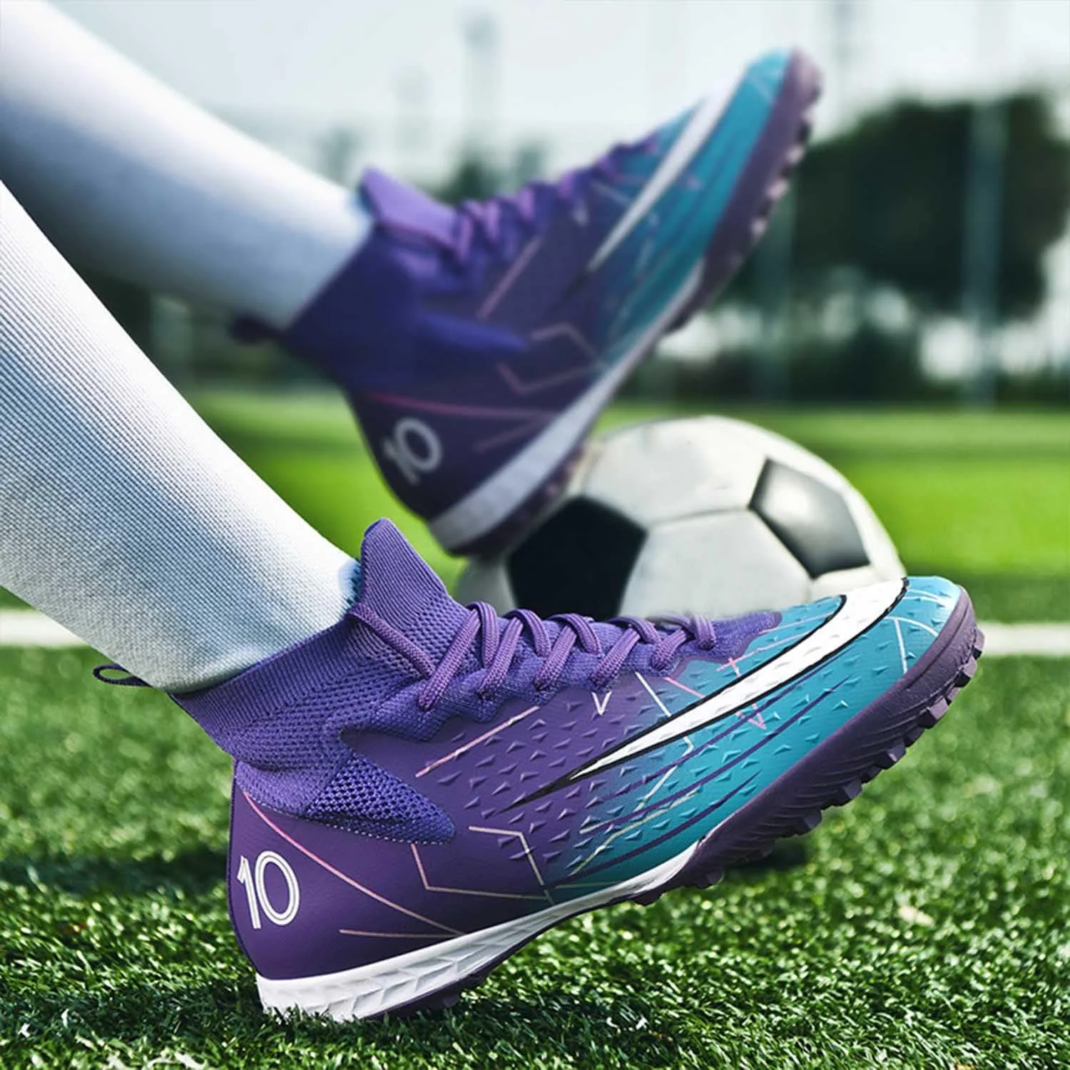 MEBAMY Soccer Cleats Mens Women Outdoor Soccer Shoes for Big Boy AG/FG High-Top Breathable and Comfortable Football Boots Black