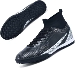 MEBAMY Soccer Cleats Mens Women Outdoor Soccer Shoes for Big Boy AG/FG High-Top Breathable and Comfortable Football Boots Black