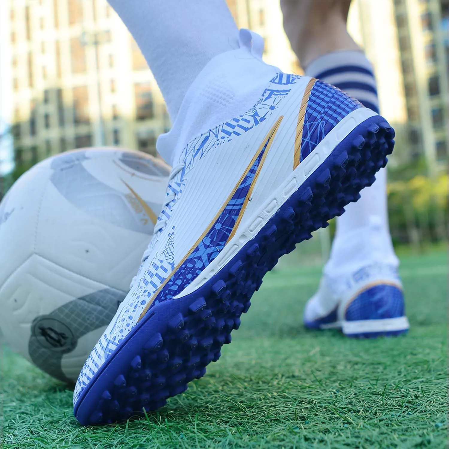 MEBAMY Soccer Cleats Mens Women Outdoor Soccer Shoes for Big Boy AG/FG High-Top Breathable and Comfortable Football Boots Black