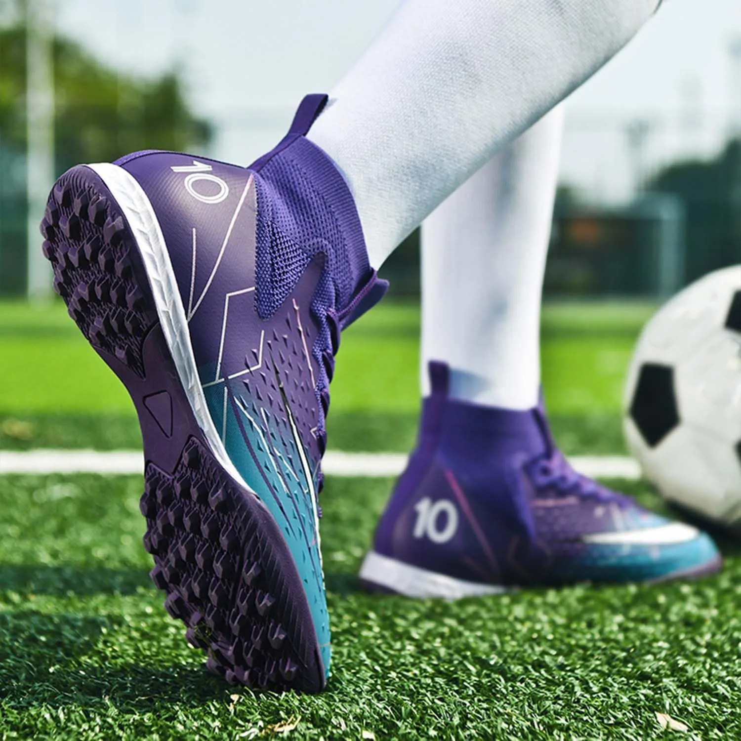 MEBAMY Soccer Cleats Mens Women Outdoor Soccer Shoes for Big Boy AG/FG High-Top Breathable and Comfortable Football Boots Black