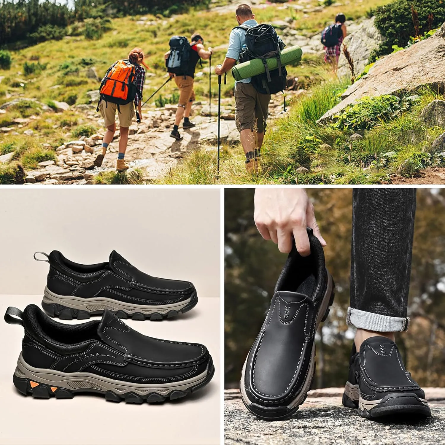 Men Casual Shoes Loafers Comfortable Walking Sneakers Oxford Waterproof Hiking Boots for Work Dress Travel