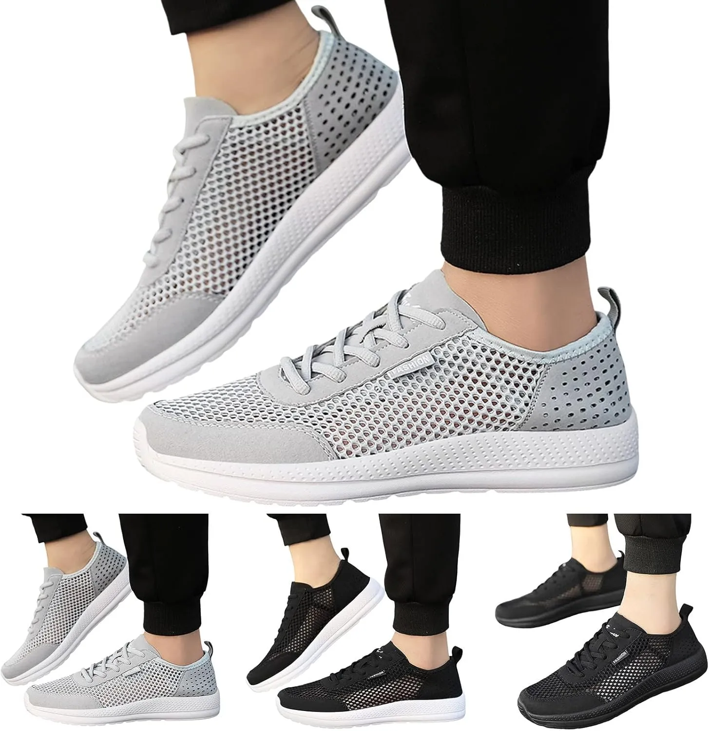 Men Sports Shoes Fashionable Summer New Pattern Hollow Mesh Breathable Comfortable and Simple Sneaker Crease Shield Men