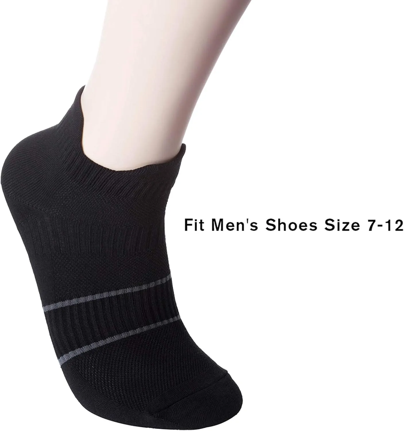 Men's Anti Sweat Odor Control Quick Dry Cotton Athletic Low Cut Ankle Running Socks