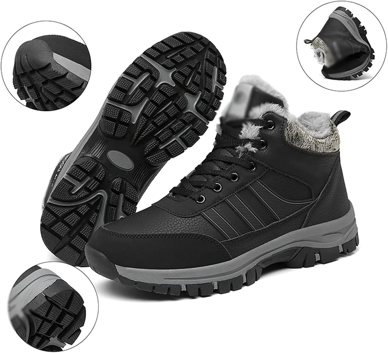 Mens Boots Men Winter Snow Boots Waterproof Leather Sneakers Super Warm Men's Boots Outdoor Male Hiking Boots Work Shoes Ankle Boots