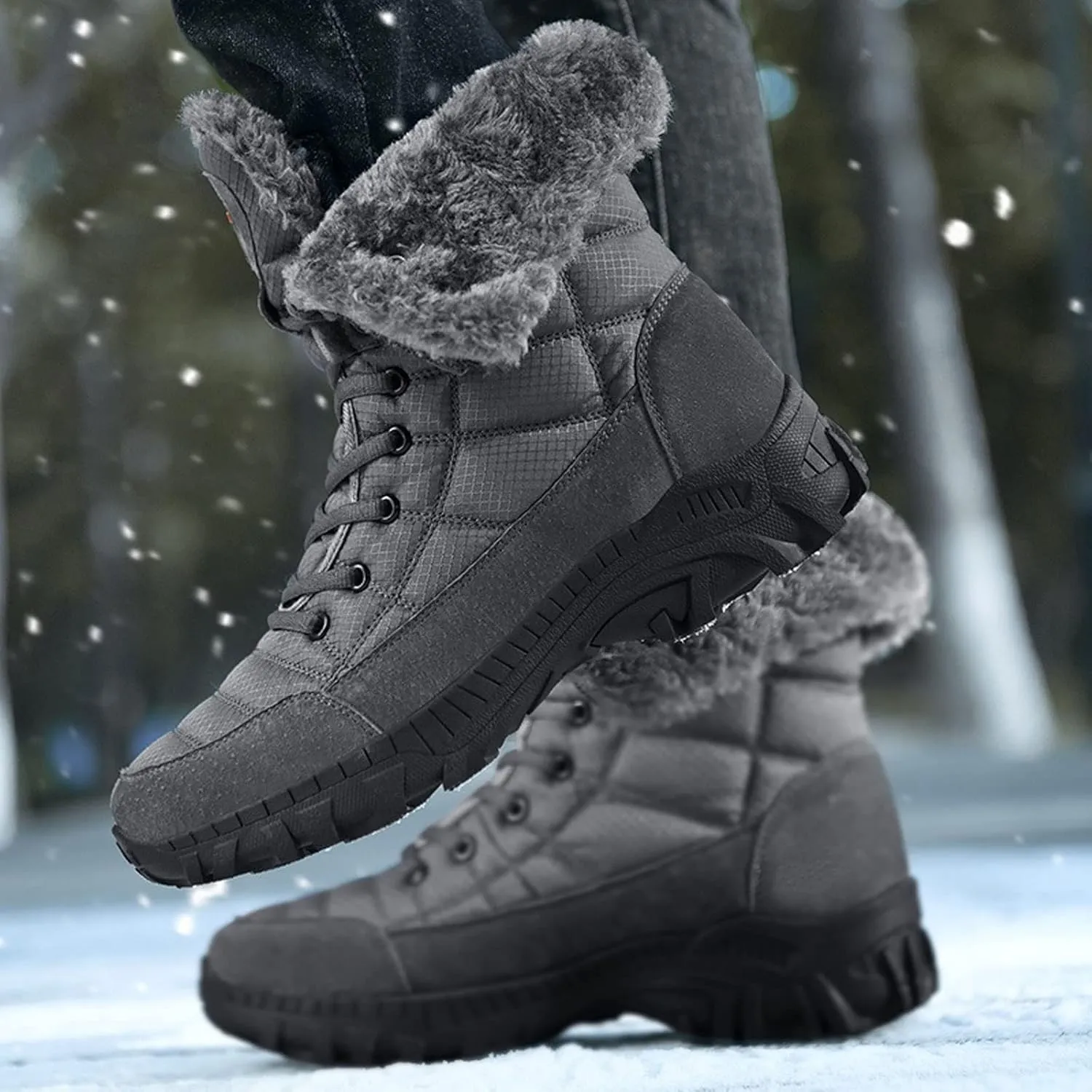 Mens Boots Men's Winter Snow Boots Super Warm Men's Hiking Boots Waterproof Leather High Top Plus Size Men's Boots Outdoor Sneakers
