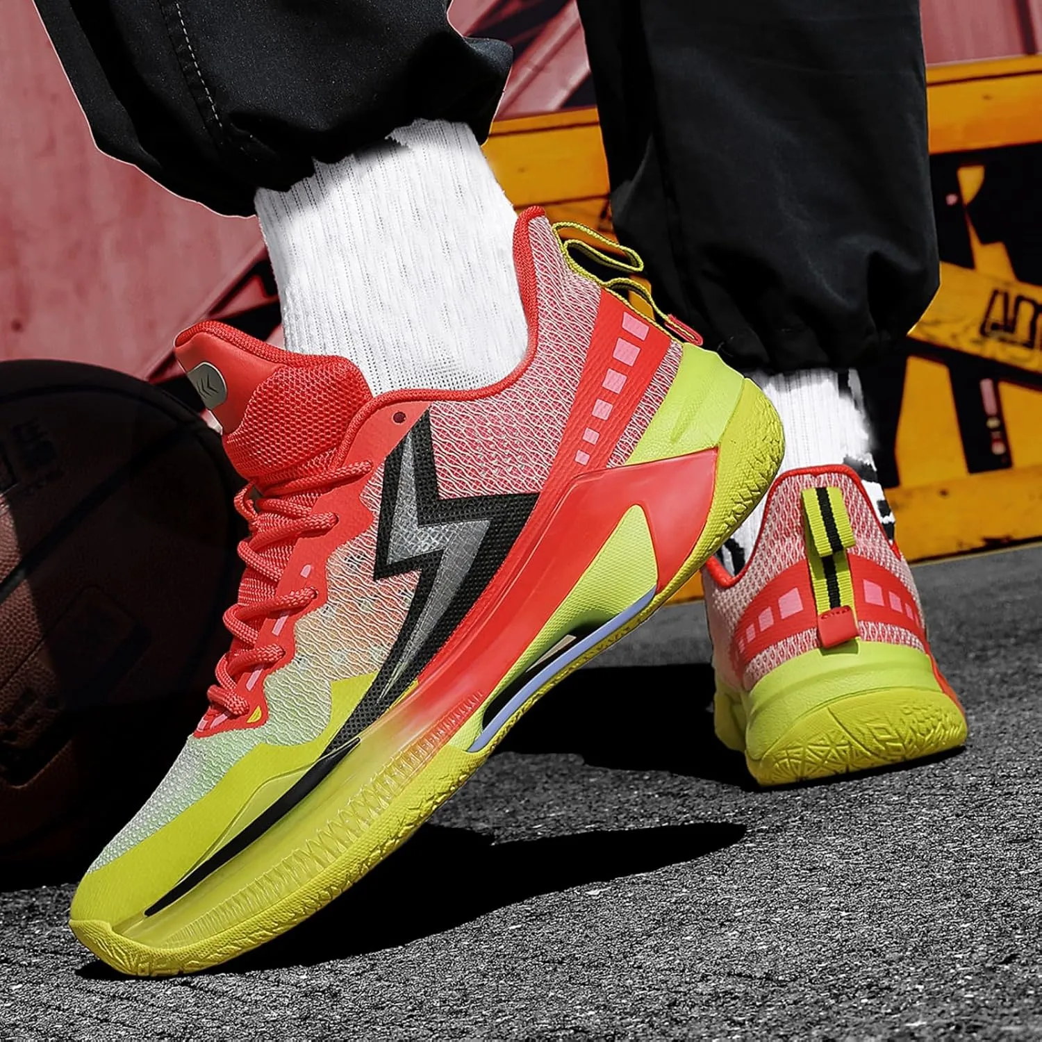 Mens Breathable Lace Up High-Top Mesh Cloth Basketball Shoes Fashion Comfortable Non-Slip Sneakers for Running Walking Workout Training