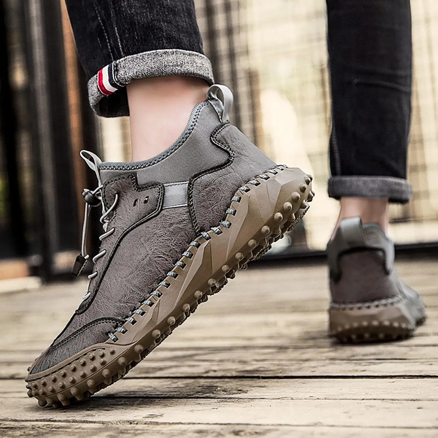 Mens Breathable Lace Up Running Shoes Portable Non Slip Fitness Workout Shoe Men's Lightweight Cushion Sneakers