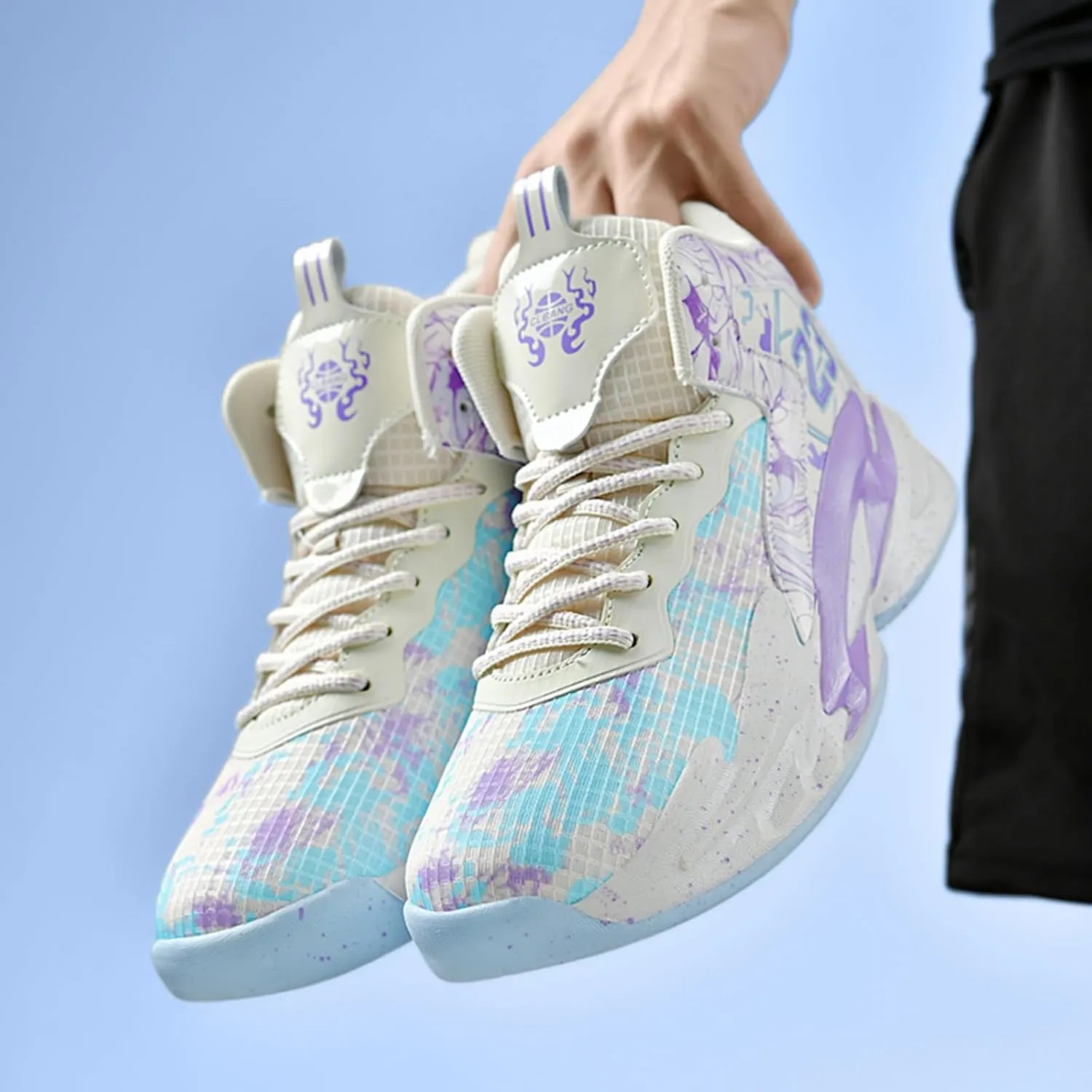Men's Breathable Mesh Lace Up Basketball Shoes Fashion High-Top Non-Slip Sneakers Casual for Gym Sports Tennis Jogging Running Walking Shoes