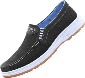 Men's Canvas Slip on Casual Sheos Comfy Lightweight Boat Loafers Non-Slip Soft Sole Sneakers Walking Shoes