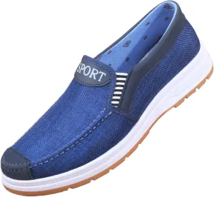 Men's Canvas Slip on Casual Sheos Comfy Lightweight Boat Loafers Non-Slip Soft Sole Sneakers Walking Shoes