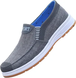 Men's Canvas Slip on Casual Sheos Comfy Lightweight Boat Loafers Non-Slip Soft Sole Sneakers Walking Shoes