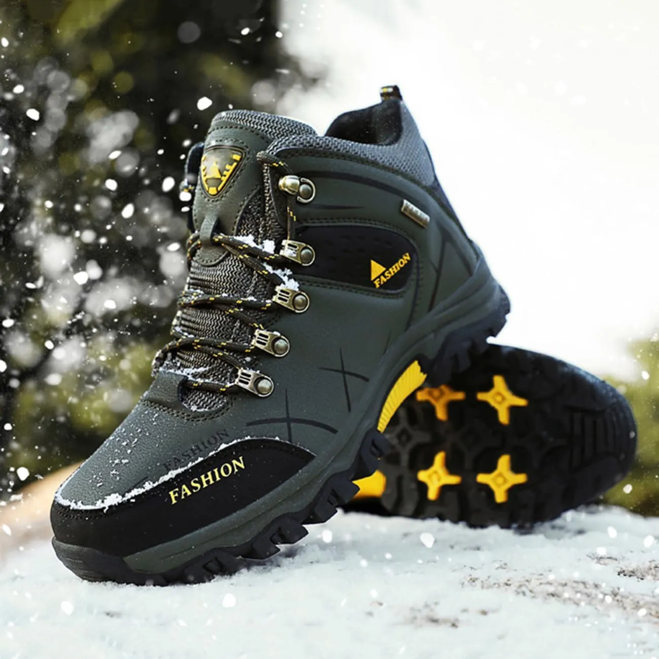 Men's Casual Hiking Boots Outdoor Waterproof Non-Slip Work Boots Autumn Winter Trekking Snow Boots