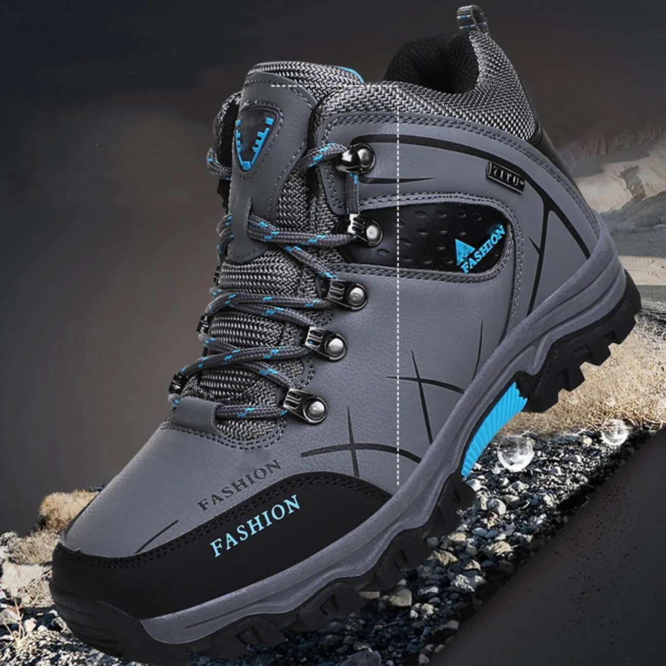 Men's Casual Hiking Boots Outdoor Waterproof Non-Slip Work Boots Autumn Winter Trekking Snow Boots