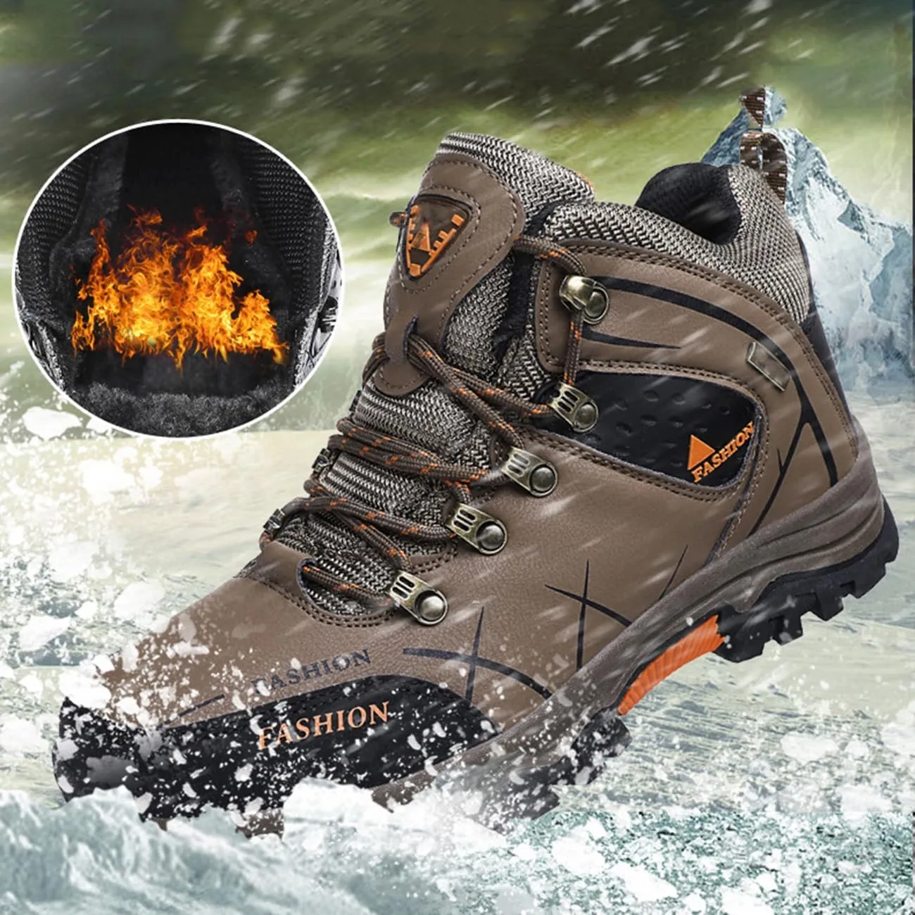 Men's Casual Hiking Boots Outdoor Waterproof Non-Slip Work Boots Autumn Winter Trekking Snow Boots