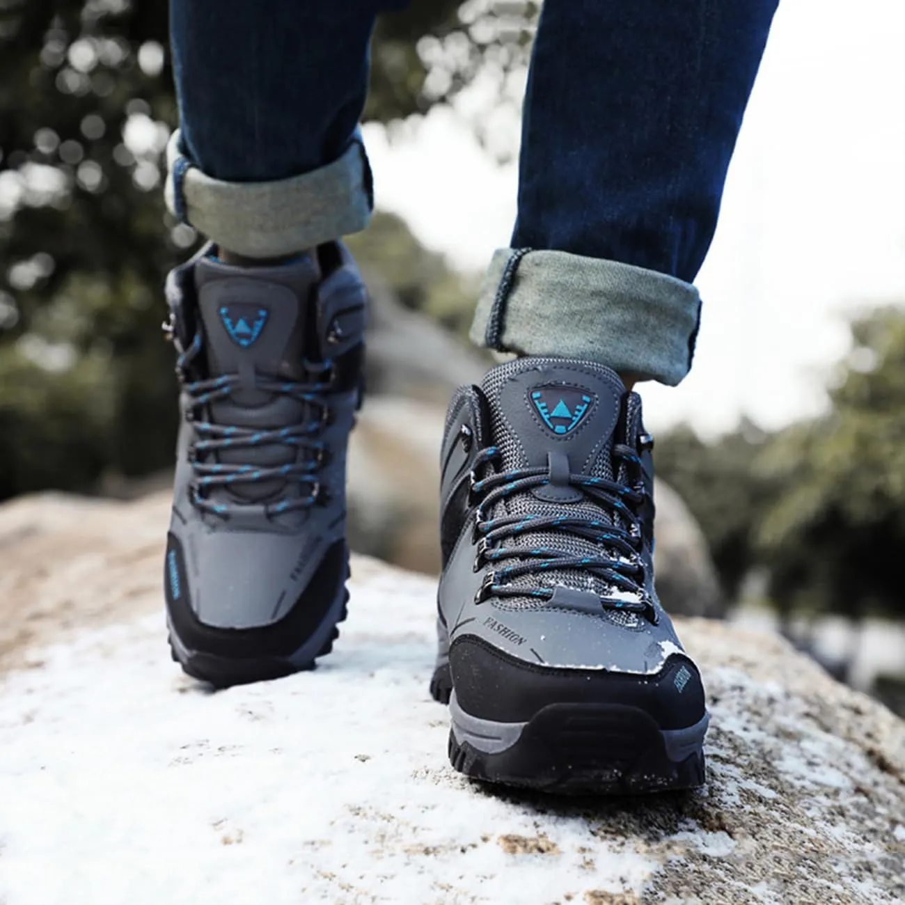 Men's Casual Hiking Boots Outdoor Waterproof Non-Slip Work Boots Autumn Winter Trekking Snow Boots