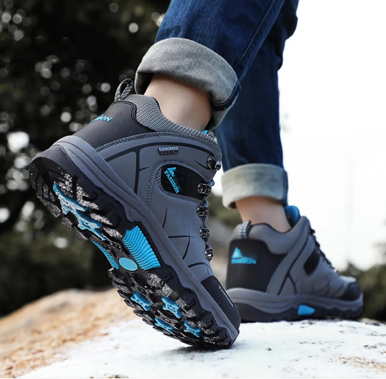 Men's Casual Hiking Boots Outdoor Waterproof Non-Slip Work Boots Autumn Winter Trekking Snow Boots