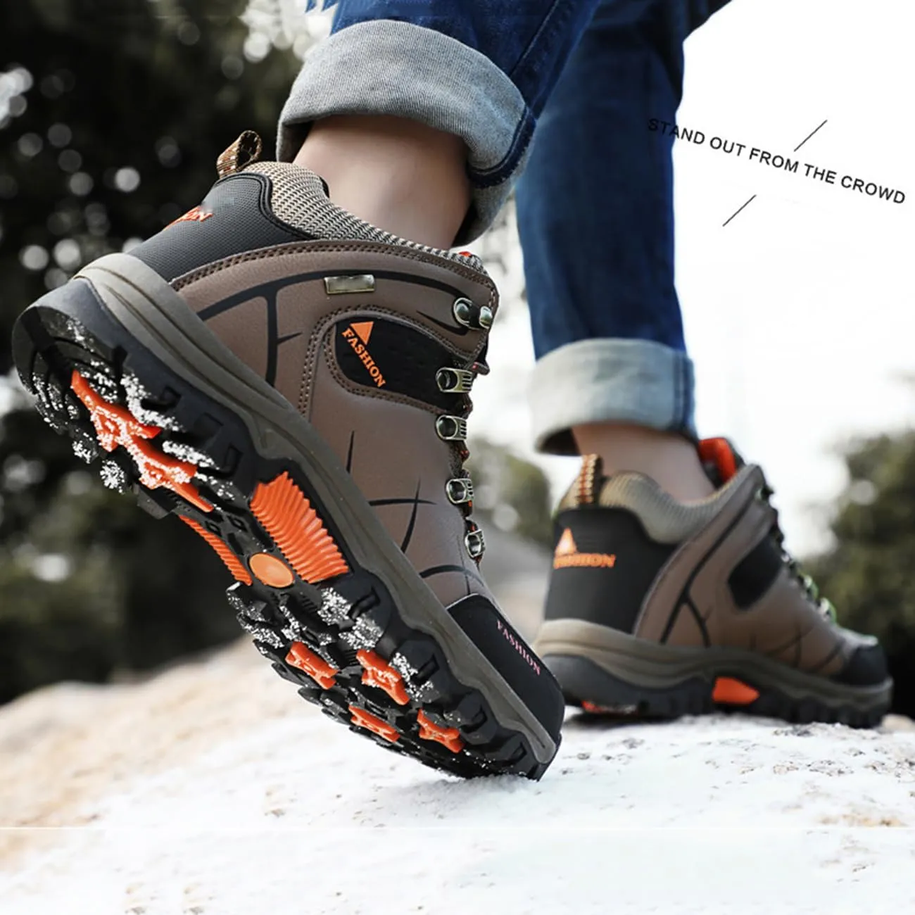 Men's Casual Hiking Boots Outdoor Waterproof Non-Slip Work Boots Autumn Winter Trekking Snow Boots