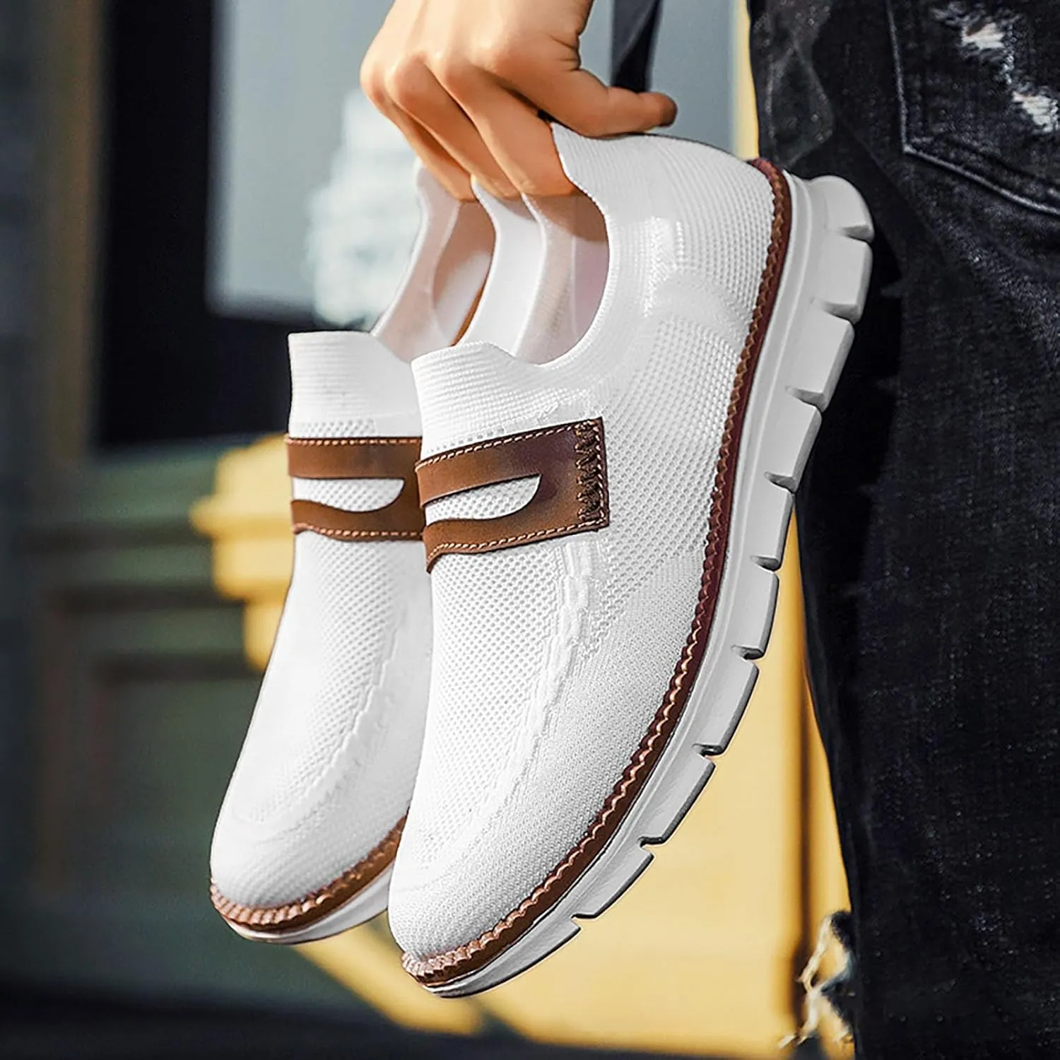 Mens Casual Office Dress Sneakers Business Lightweight Oxfords Arch Support Walking Work Shoes Arch Support Soft Cushion Flats Sports Wide Fit Shoes