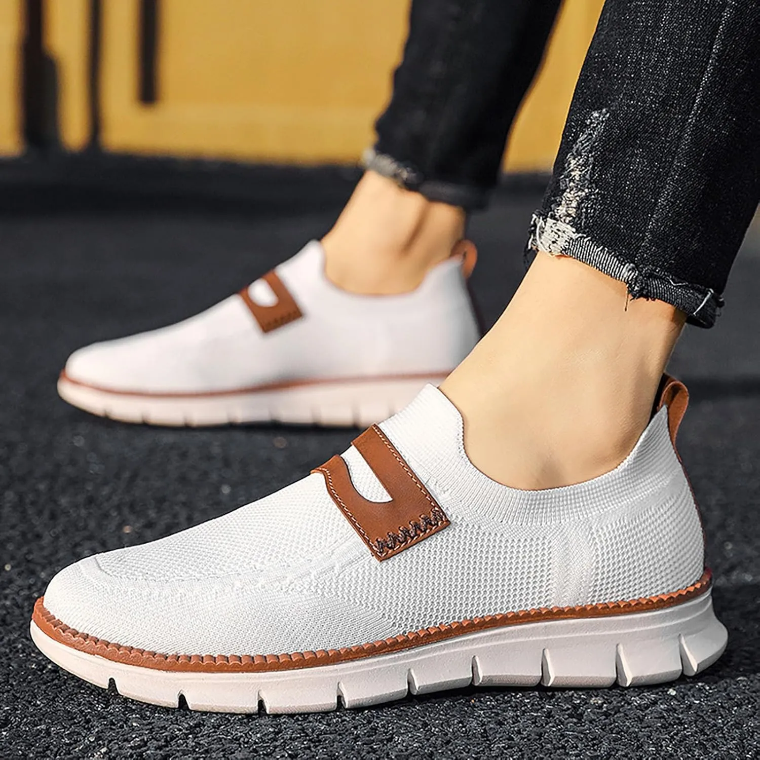 Mens Casual Office Dress Sneakers Business Lightweight Oxfords Arch Support Walking Work Shoes Arch Support Soft Cushion Flats Sports Wide Fit Shoes