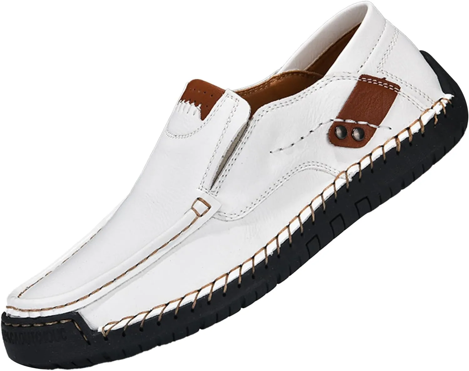 Men's Casual Shoes 2025 Breathable Comfy Flat Bottom Bussiness Casual Shoes for Work Slip on Non Slip Plus Size Leather Loafers for Men