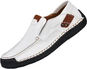 Men's Casual Shoes 2025 Breathable Comfy Flat Bottom Bussiness Casual Shoes for Work Slip on Non Slip Plus Size Leather Loafers for Men