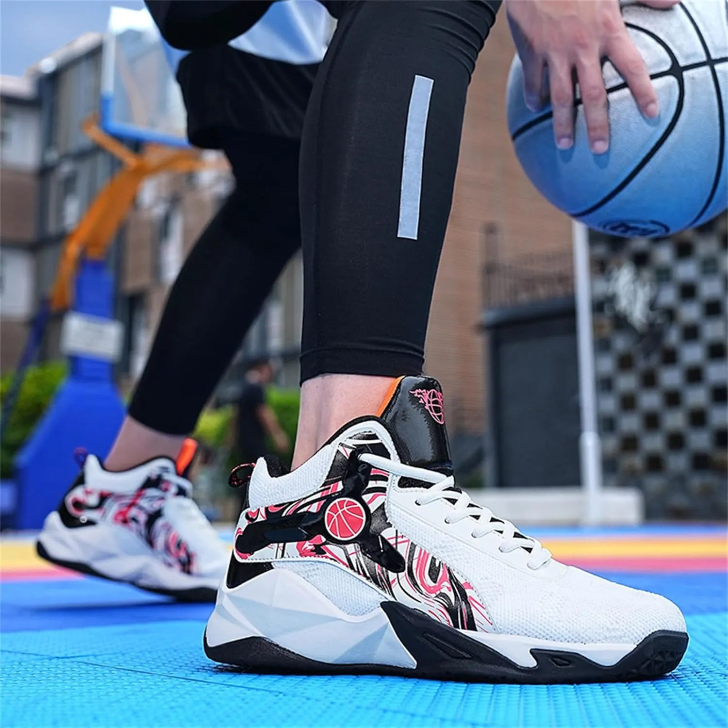 Men's High Top Mesh Breathable Basketball Shoes Athletic Sneakers Gym Fashion Trainers Tennis Casual Walking Shoes