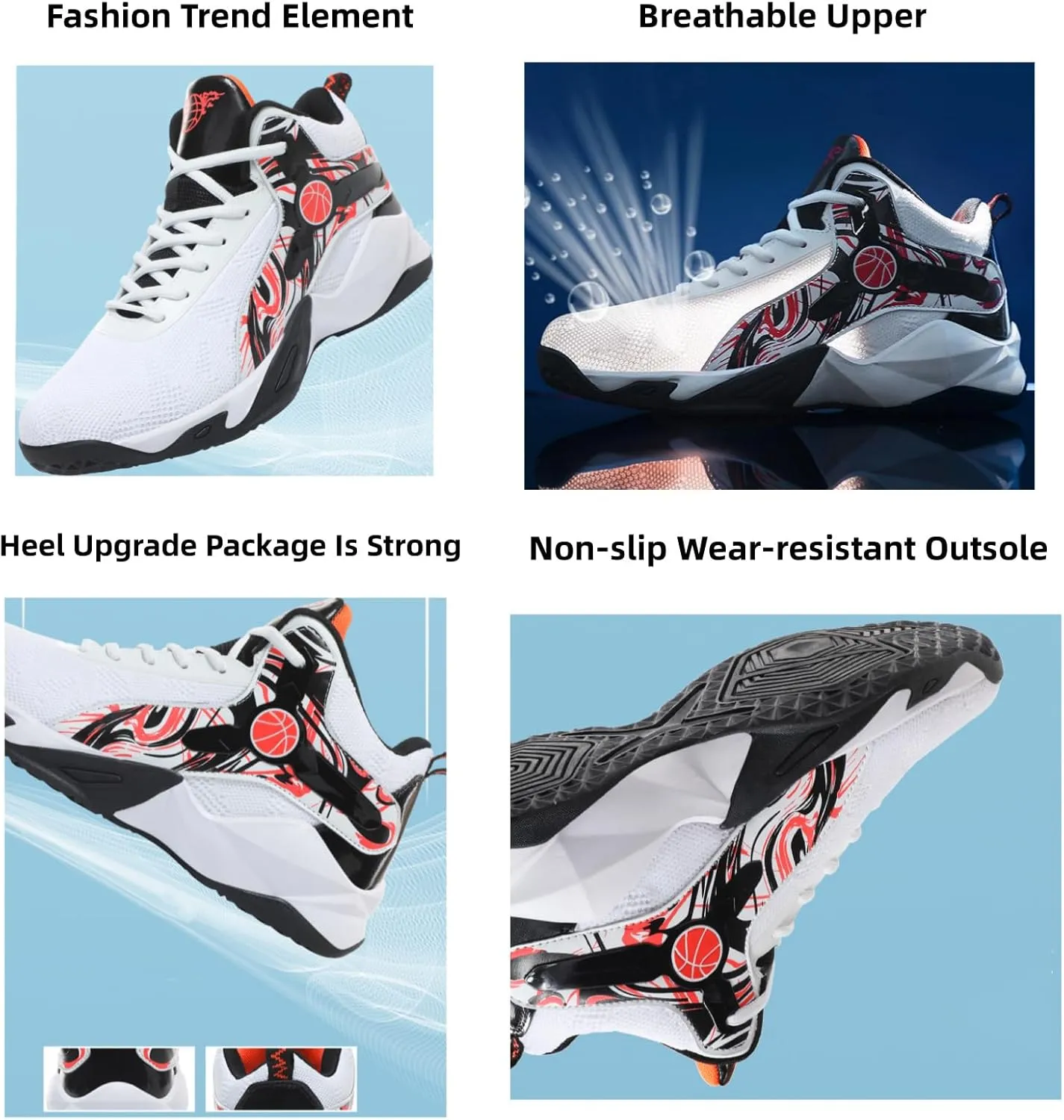Men's High Top Mesh Breathable Basketball Shoes Athletic Sneakers Gym Fashion Trainers Tennis Casual Walking Shoes