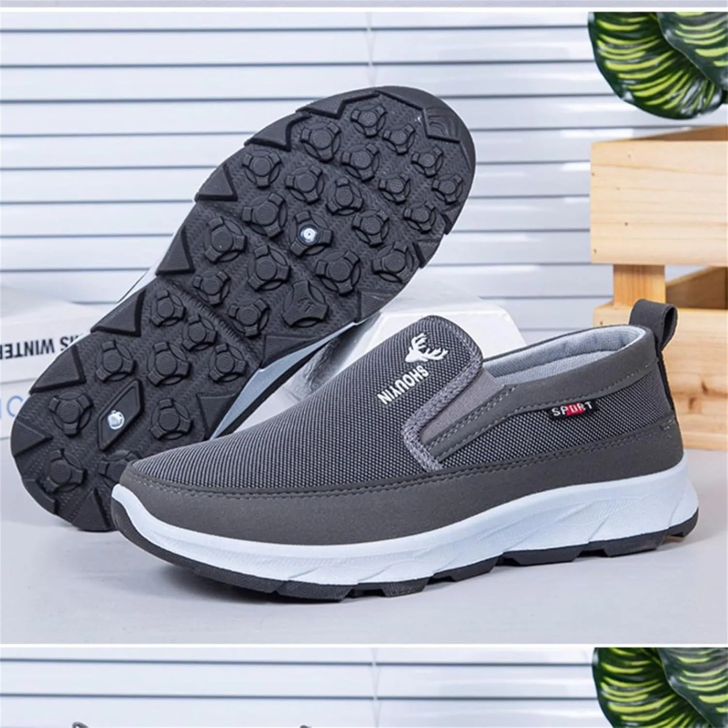Men's Low Top Casual Shoes Spring and Autumn All Day Wear Comfortable Breathable Flat Bottom Non Slip Leisure Sports Shoes Lace up Soft Sole Loafer