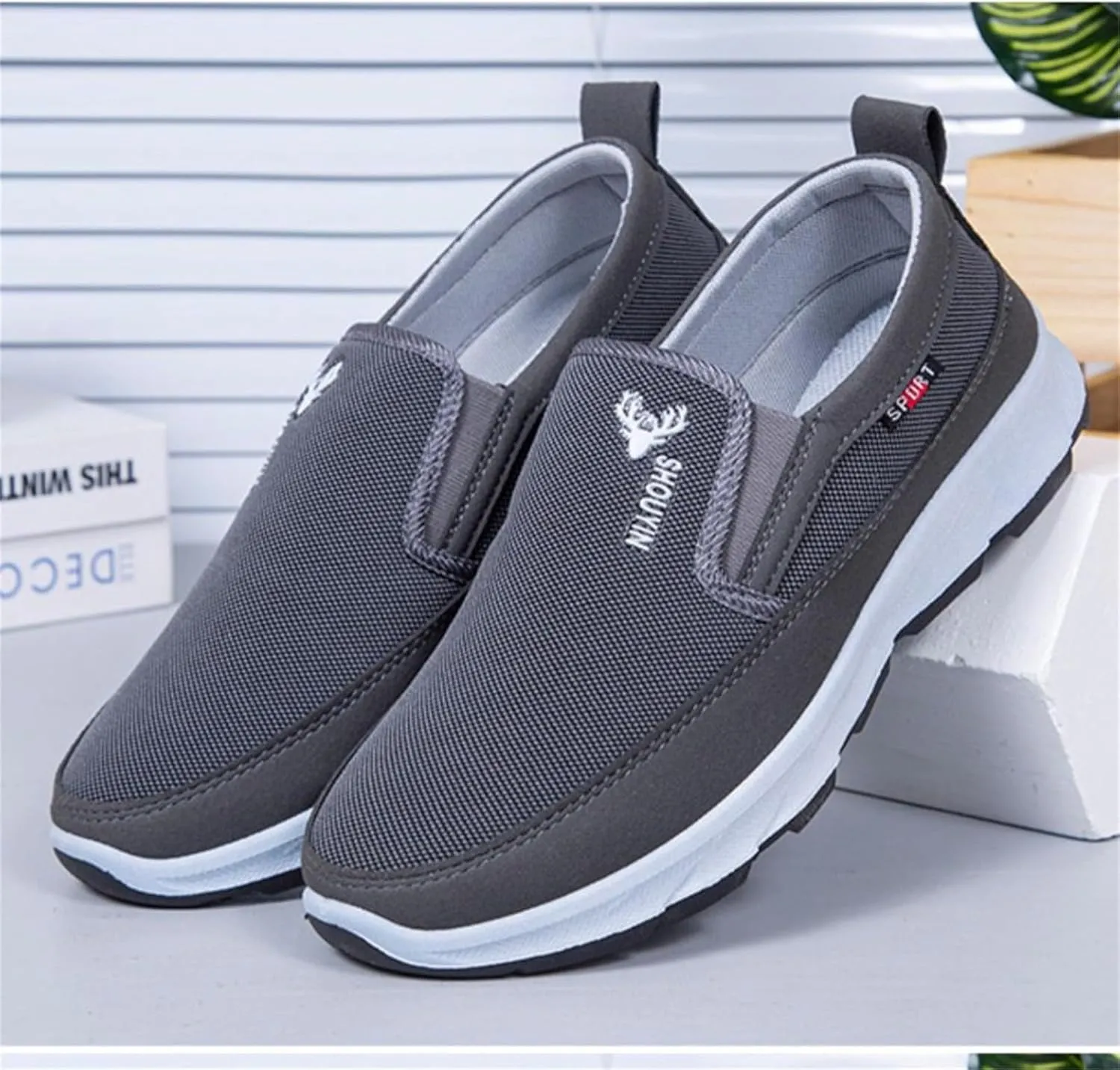 Men's Low Top Casual Shoes Spring and Autumn All Day Wear Comfortable Breathable Flat Bottom Non Slip Leisure Sports Shoes Lace up Soft Sole Loafer