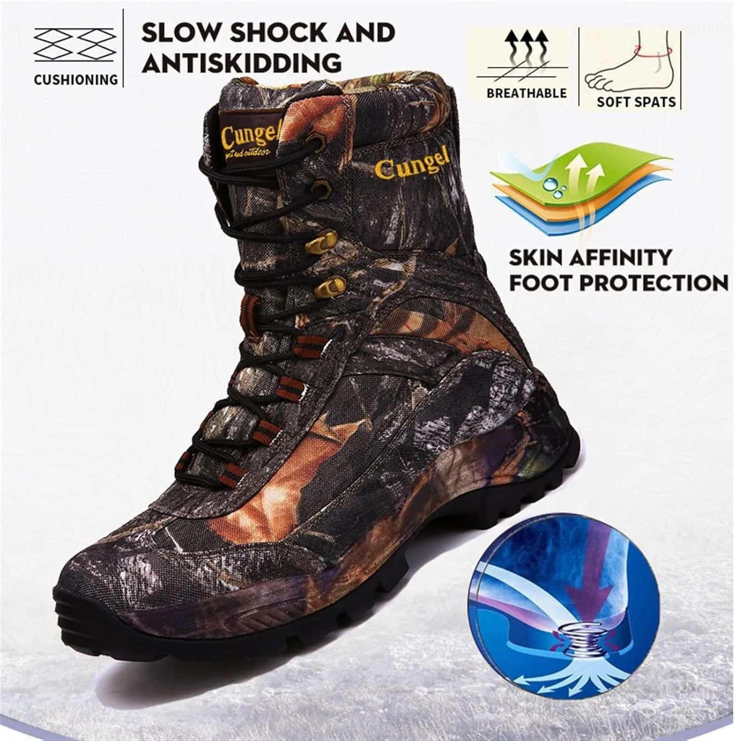 Mens Military Boots, Men High Top Lace up Non-Slip Lace up Camouflage Walking Boots, Waterproof Hiking Military Tactical Safety Boots, for Camping, Hiking Work, Combat, Jungle