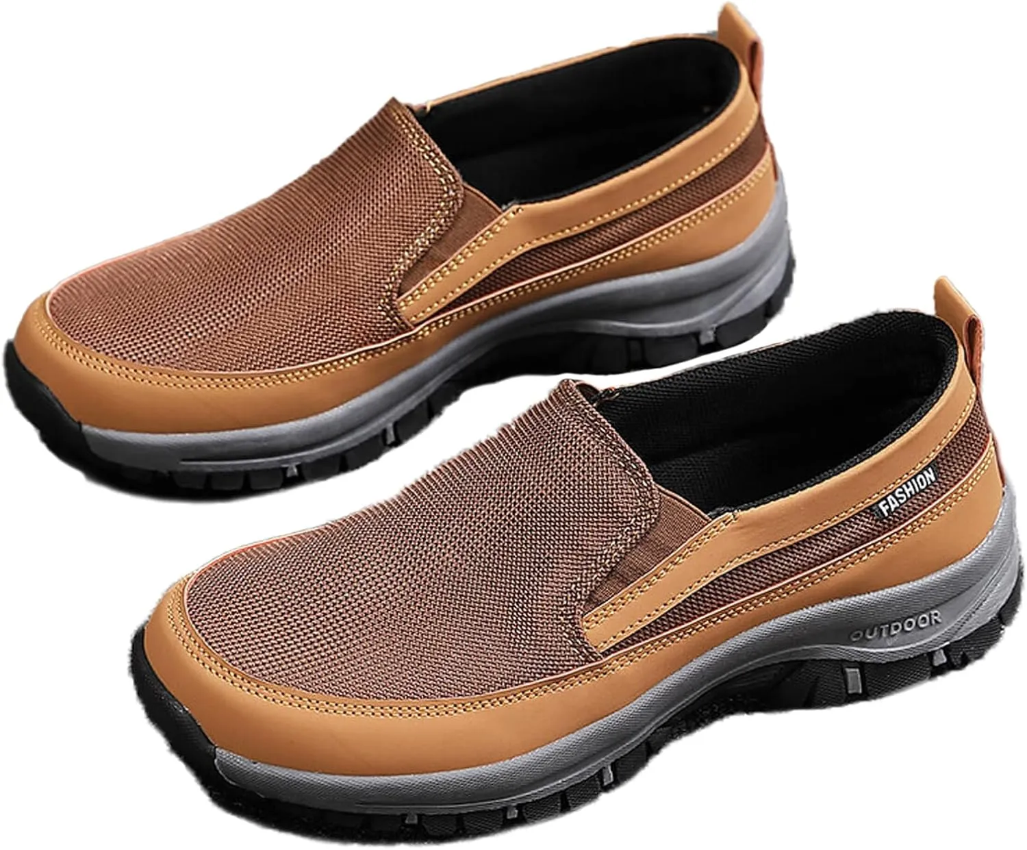 Men's Platform Canvas Slip-On Loafer Casual Shoes, Comfy Lightweight Non-Slip Orthopedic Sneakers with Arch Support Working Traveling Breathable Driving Walking Shoes
