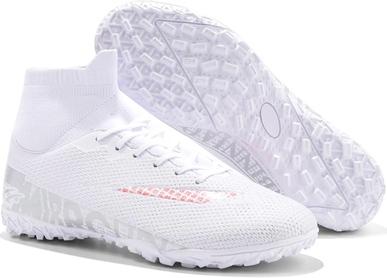 Men's Soccer Cleats Football Shoes with High-Tops Lace-Up Spikes Indoor Firm Ground Turf Training Exercise Futsal Boots