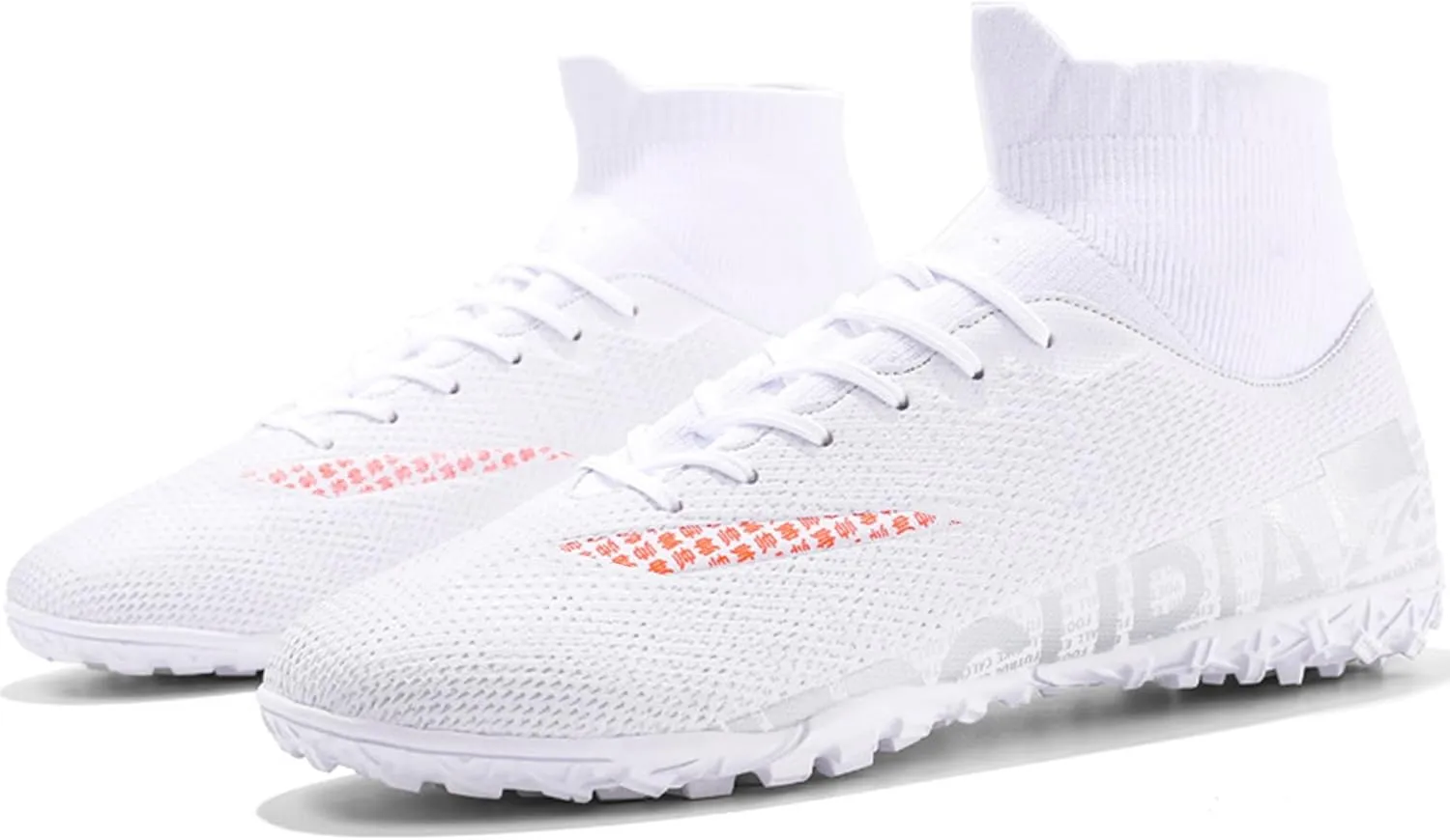 Men's Soccer Cleats Football Shoes with High-Tops Lace-Up Spikes Indoor Firm Ground Turf Training Exercise Futsal Boots