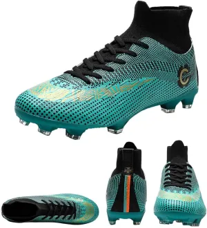 Men's Soccer Shoes High Top AG Cleats Outdoor Turf Athletic Professional Spikes Youth Boys Football Sneaker Unisex