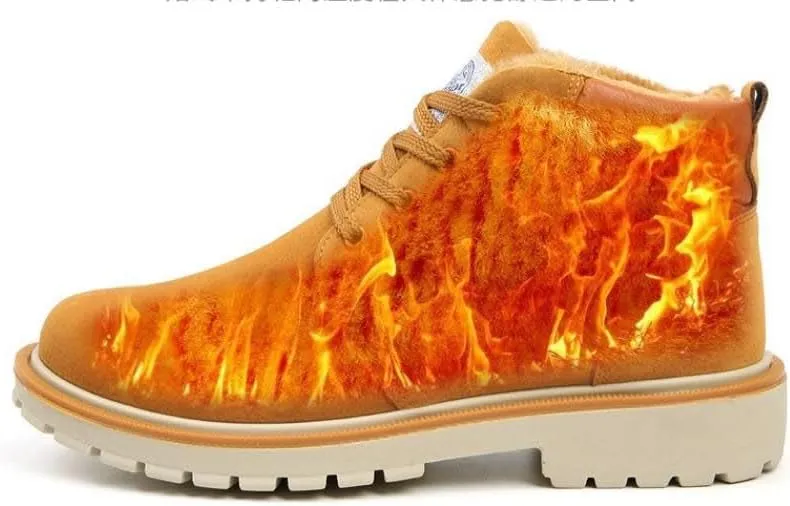 Men's winter leather hiking boots waterproof non-slip warm-lined snow boots for outdoor hiking