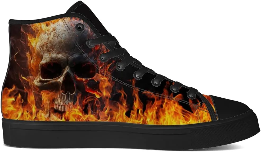 Men's Women's Gothic Skull High Top Sneakers Canvas Shoes Skull Shoes Gifts for Men Women