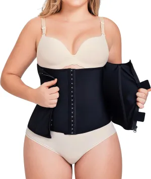 MERYOSZ Zipper Waist Trainer for Women - Mesh Corset Shapewear Tummy Control Body Shaper Waist Cincher Postpartum Girdle