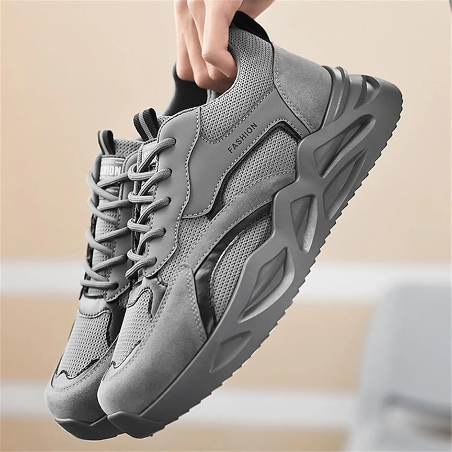 Mesh Sneakers for Men Thick Sole Lace-up Breathable Walking Running Shoes Comfortable Tennis Shoes Non Slip Casual Mens Outdoor Sport Sneakers