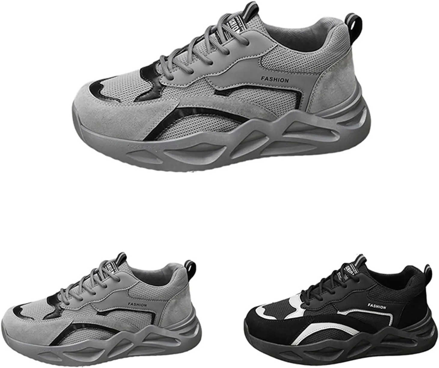 Mesh Sneakers for Men Thick Sole Lace-up Breathable Walking Running Shoes Comfortable Tennis Shoes Non Slip Casual Mens Outdoor Sport Sneakers